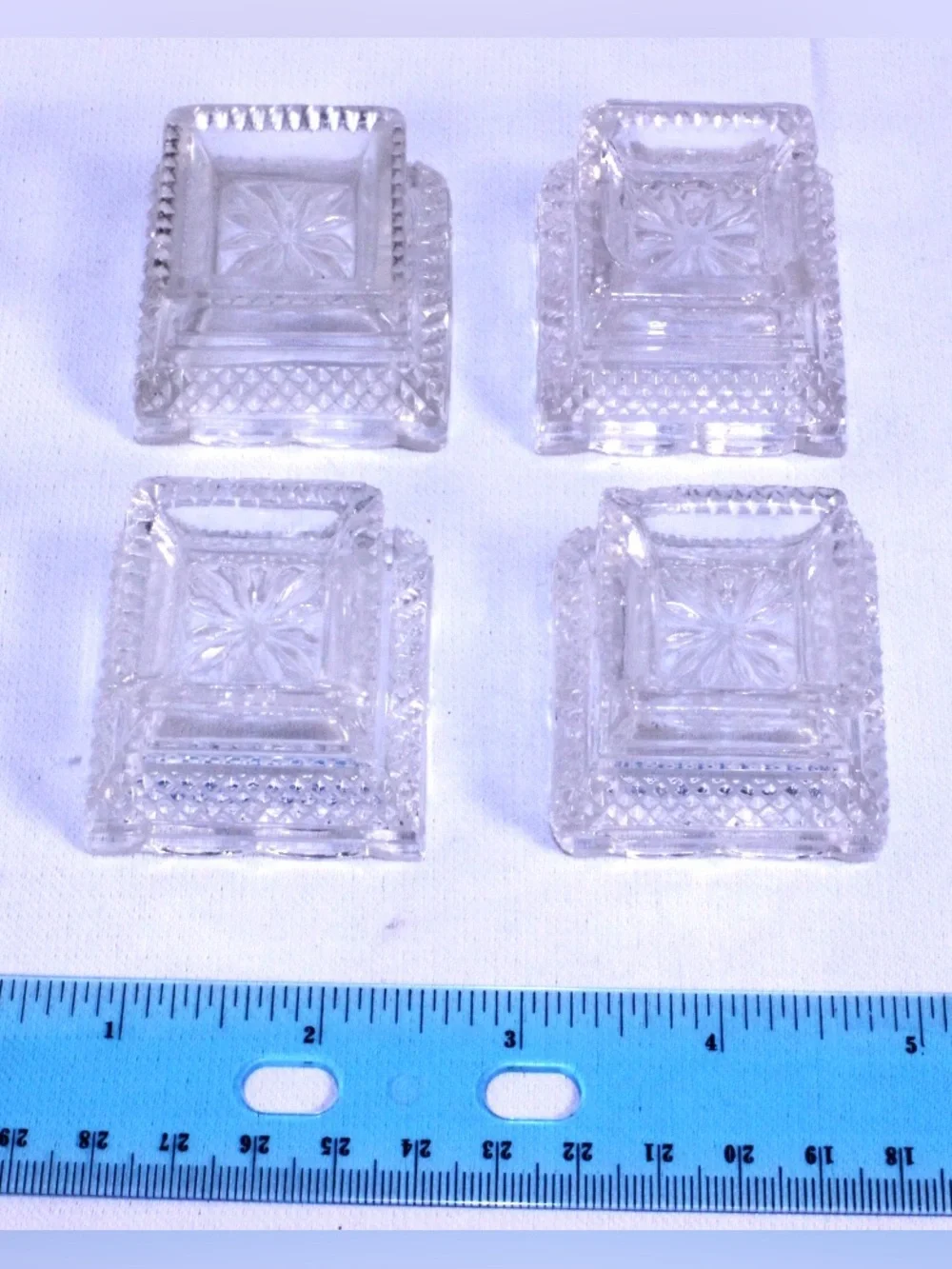 Clear Pressed Glass Salt Cellars - Set of 4